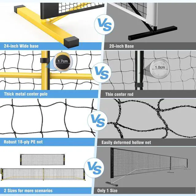 Alt view image 5 of 7 - Portable Pickleball Net for Driveway, 22 FT Regulation Size & 11 FT Half Court Size Pickle Ball Net with Ball Collector, 2-in-1 Pickle Ball Net with Carry Bag for Garages Backyard