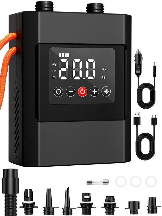 Main image of 20PSI High Pressure Electric Paddle Board Pump, Rechargeable Battery-Powered, Electric SUP Air Pump with 12V DC Car Connector, Intelligent Dual Stage for Inflatable Paddle Board, Kayak, Boats