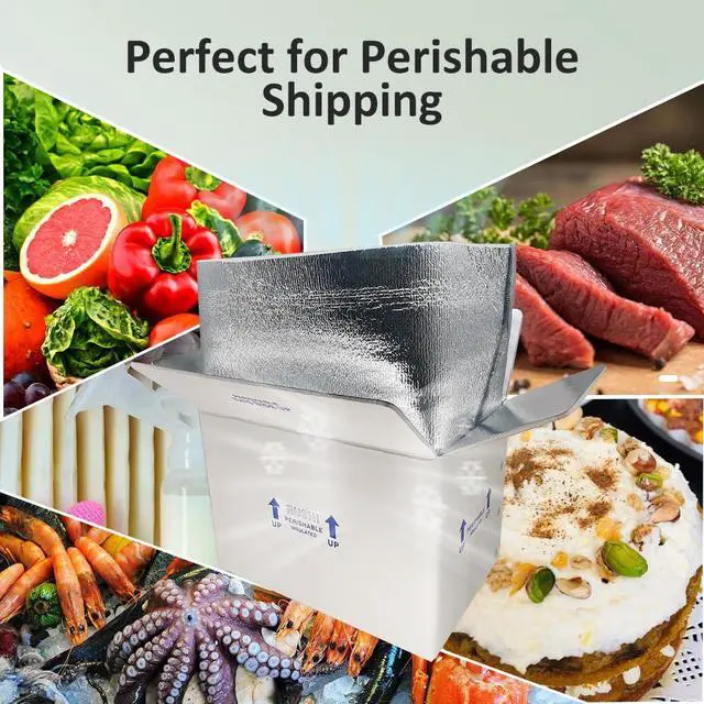 Alt view image 5 of 6 - 15x10x11'' Insulated Shipping Boxes with Bag Liners, Styrofoam Cold Mailer, Foam Cooler Containers, for Shipping Packaging Perishable Frozen Food, Cake, and More (4 Pack)