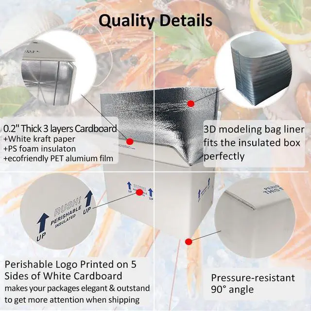 Alt view image 6 of 6 - 15x10x11'' Insulated Shipping Boxes with Bag Liners, Styrofoam Cold Mailer, Foam Cooler Containers, for Shipping Packaging Perishable Frozen Food, Cake, and More (4 Pack)