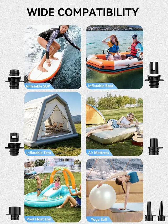 Alt view image 7 of 7 - 20PSI High Pressure Electric Paddle Board Pump, Rechargeable Battery-Powered, Electric SUP Air Pump with 12V DC Car Connector, Intelligent Dual Stage for Inflatable Paddle Board, Kayak, Boats