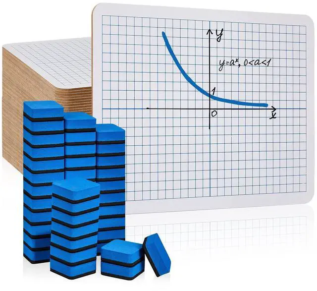 Main image of 48 Pack Dry Erase XY Axis Graph Lap Boards 9'' x 12'' Double Sided White Boards Dry Erase Lapboards Math Student White Boards Double Sided Dry Erase Board with Erasers for School Classroom Supplies