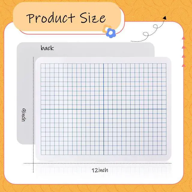 Alt view image 2 of 7 - 48 Pack Dry Erase XY Axis Graph Lap Boards 9'' x 12'' Double Sided White Boards Dry Erase Lapboards Math Student White Boards Double Sided Dry Erase Board with Erasers for School Classroom Supplies