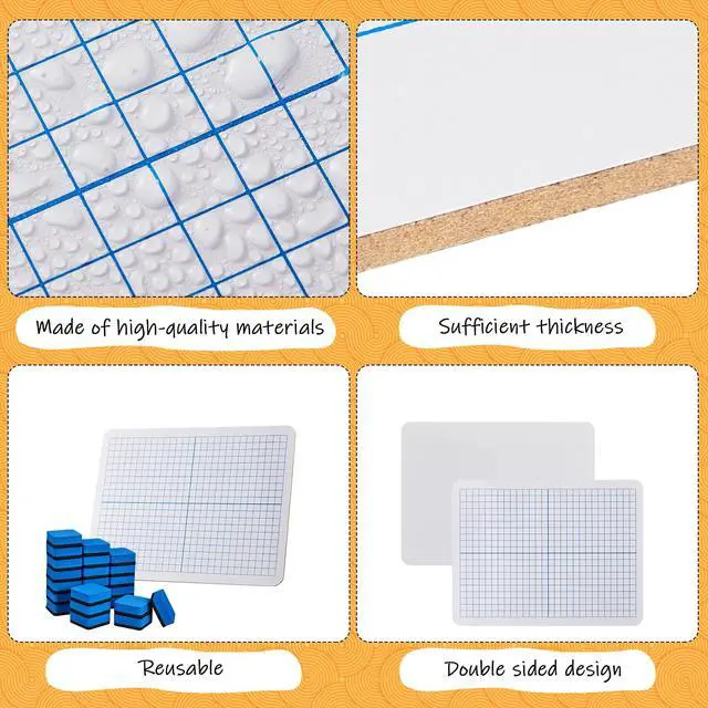 Alt view image 5 of 7 - 48 Pack Dry Erase XY Axis Graph Lap Boards 9'' x 12'' Double Sided White Boards Dry Erase Lapboards Math Student White Boards Double Sided Dry Erase Board with Erasers for School Classroom Supplies