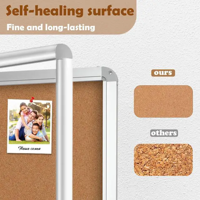 Alt view image 6 of 7 - 36"x24" Enclosed Cork Bulletin Board with Locking Door, Tamper-Proof Dispaly Case, Aluminium Frame, Outdoor Bulletin Board Weatherproof, Lockable Cork noticeboard for School,Office,etc