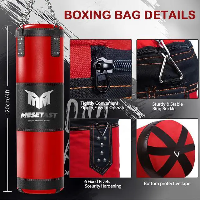 Alt view image 2 of 7 - Punching Bag for Adults, 4ft Heavy Boxing Bag Set with 12 OZ Gloves for MMA Karate Kickboxing Boxing - Unfilled