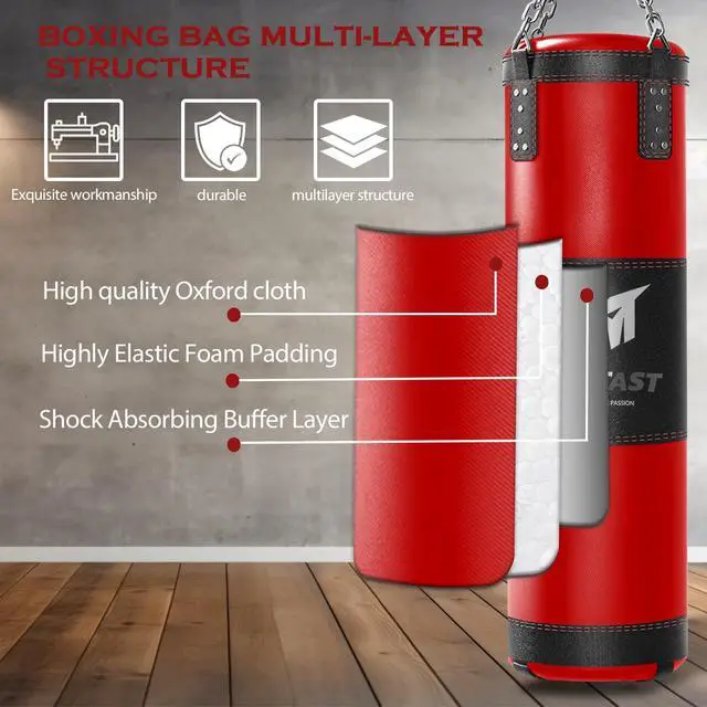Alt view image 4 of 7 - Punching Bag for Adults, 4ft Heavy Boxing Bag Set with 12 OZ Gloves for MMA Karate Kickboxing Boxing - Unfilled