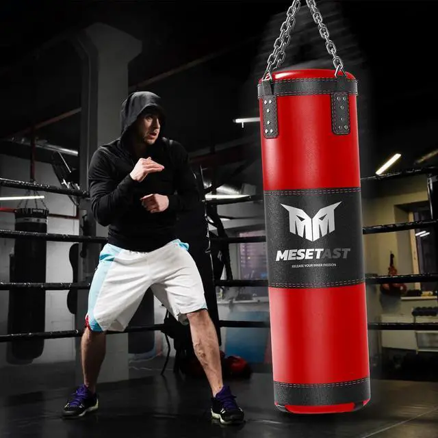Alt view image 7 of 7 - Punching Bag for Adults, 4ft Heavy Boxing Bag Set with 12 OZ Gloves for MMA Karate Kickboxing Boxing - Unfilled