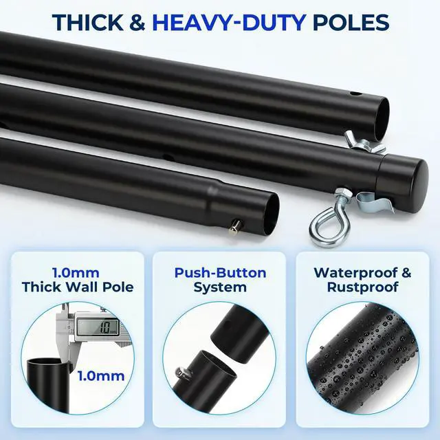 Alt view image 3 of 7 - 32ft/16ft Outdoor Volleyball Net Set for Backyard, Beach, Grass, All-Weather & Easy Setup with 4 Height Adjustable Poles, Anti-Sag Net, Volleyball, Portable Carry Bag, Premium Packaging