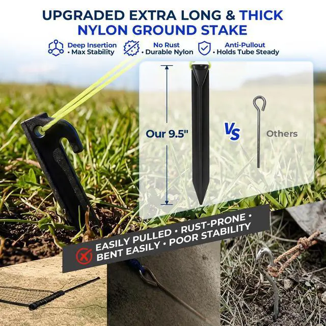 Alt view image 6 of 7 - 32ft/16ft Outdoor Volleyball Net Set for Backyard, Beach, Grass, All-Weather & Easy Setup with 4 Height Adjustable Poles, Anti-Sag Net, Volleyball, Portable Carry Bag, Premium Packaging