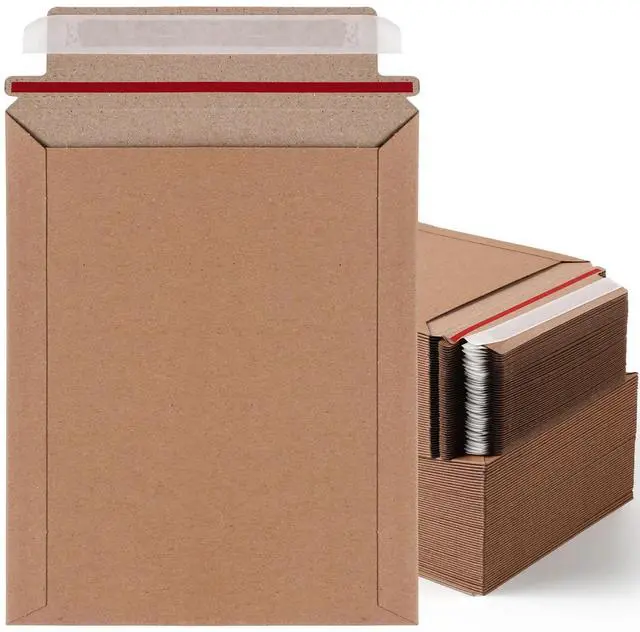 Main image of 200 Pcs 7 x 9 Inch Rigid Mailers Kraft Cardboard Envelope Bulk Self Adhesive Flat Shipping Bag for Office Mailing Document Photo Letters Packaging Supplies (Kraft Color)