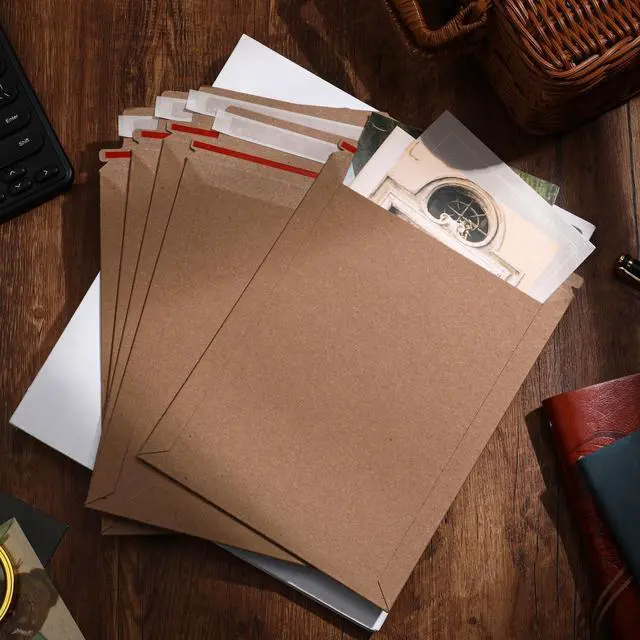 Alt view image 7 of 7 - 200 Pcs 7 x 9 Inch Rigid Mailers Kraft Cardboard Envelope Bulk Self Adhesive Flat Shipping Bag for Office Mailing Document Photo Letters Packaging Supplies (Kraft Color)