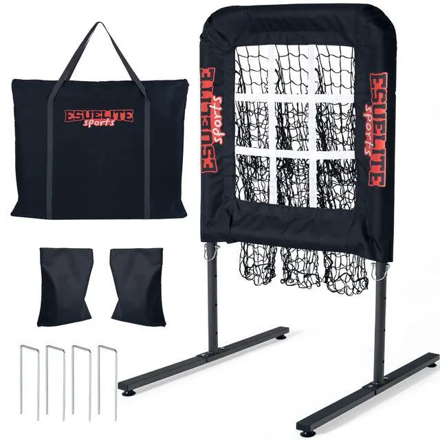 Main image of 9 Hole Pitching Net with Strike Zone, Baseball Softball Pitching Target Adjustable Height Portable Indoor Outdoor Training Equipment for Pitchers of All Levels, Coaches, and Players