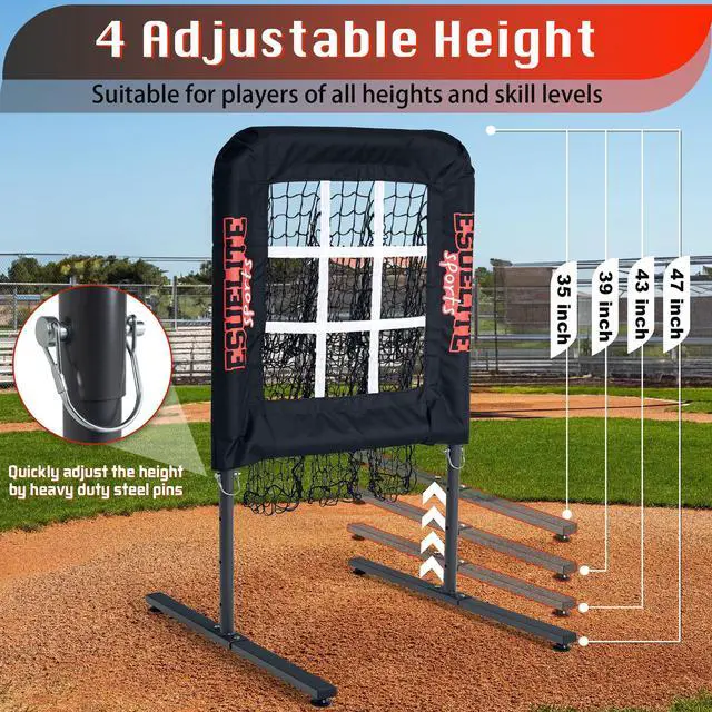 Alt view image 3 of 6 - 9 Hole Pitching Net with Strike Zone, Baseball Softball Pitching Target Adjustable Height Portable Indoor Outdoor Training Equipment for Pitchers of All Levels, Coaches, and Players