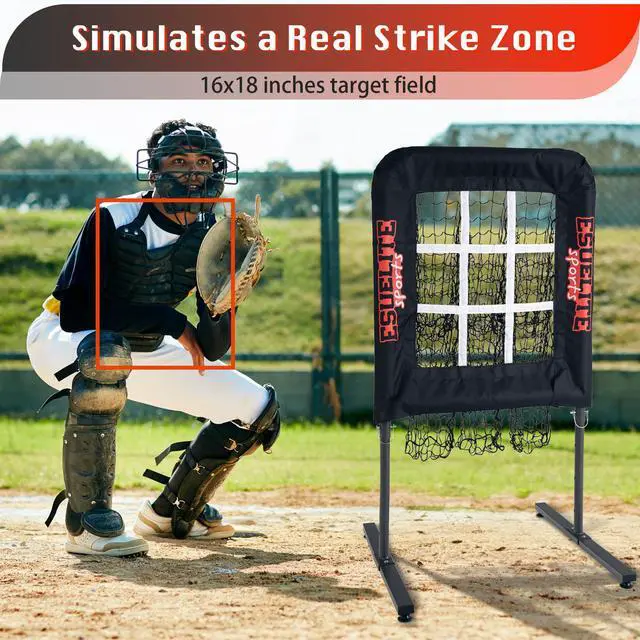 Alt view image 5 of 6 - 9 Hole Pitching Net with Strike Zone, Baseball Softball Pitching Target Adjustable Height Portable Indoor Outdoor Training Equipment for Pitchers of All Levels, Coaches, and Players