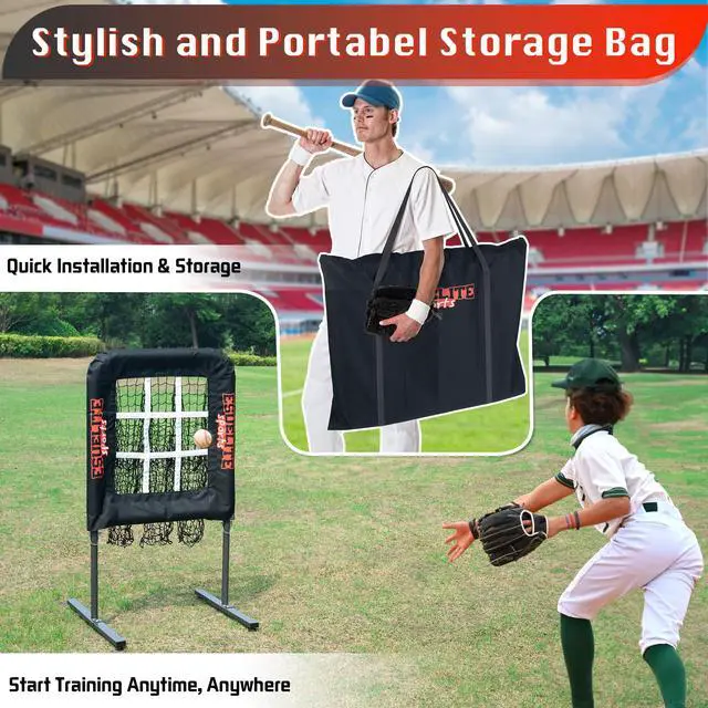 Alt view image 6 of 6 - 9 Hole Pitching Net with Strike Zone, Baseball Softball Pitching Target Adjustable Height Portable Indoor Outdoor Training Equipment for Pitchers of All Levels, Coaches, and Players