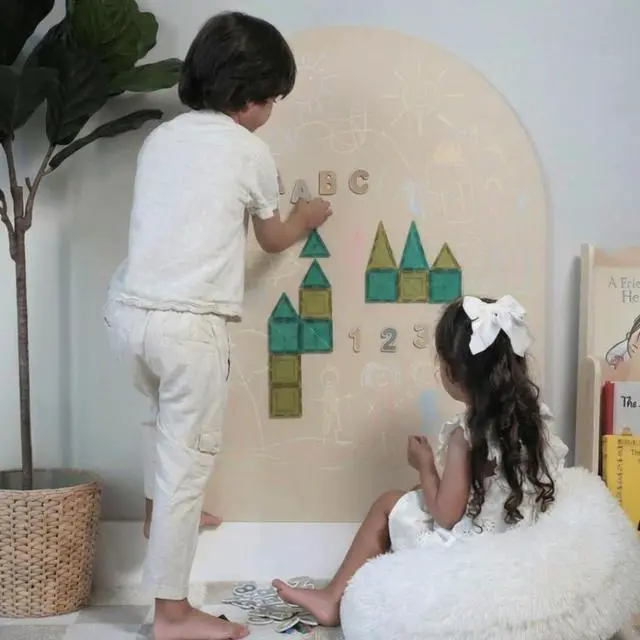 Alt view image 4 of 7 - CAALMA Magnetic Wall Decal 40 x 32 - Magnetic Chalkboard for Wall - Strong Adhesive with Aesthetic Magnetic Letter, Chalk and Cloth (Neutral Beige)