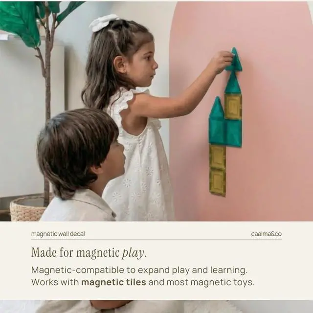 Alt view image 3 of 7 - CAALMA Magnetic Wall Decal 40 x 32 - Magnetic Chalkboard for Wall - Strong Adhesive with Aesthetic Magnetic Letter, Chalk and Cloth (Dusty Pink)