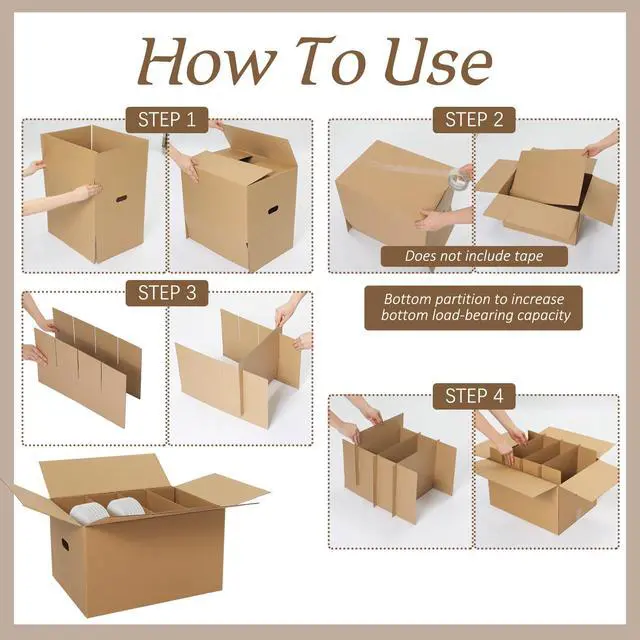 Alt view image 3 of 6 - 6 Sets Dish Packing Kit Include 1 Box 5 Dividers 1 Base Plate Each Set Kitchen Moving Boxes Glassware Packing Kit Dish Containers Supplies for Moving Dishes Glassware (20 x 15 x 12 Inches)