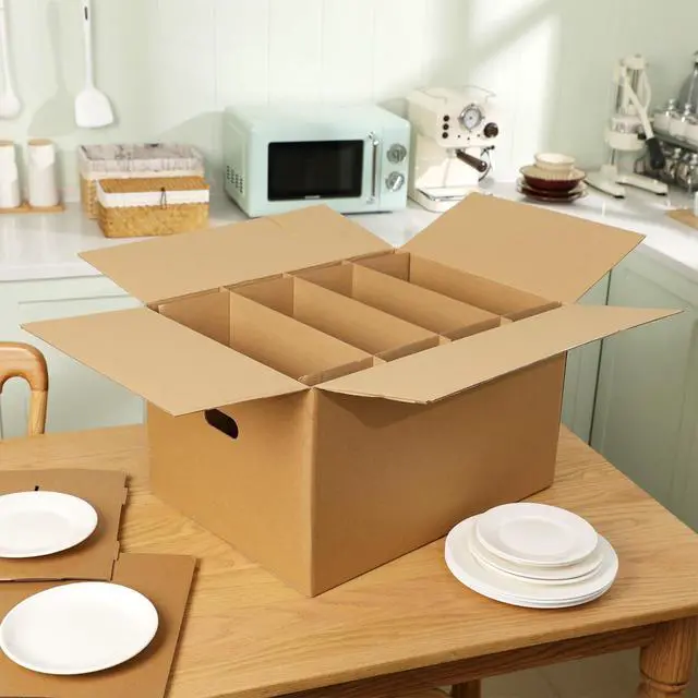 Alt view image 4 of 6 - 6 Sets Dish Packing Kit Include 1 Box 5 Dividers 1 Base Plate Each Set Kitchen Moving Boxes Glassware Packing Kit Dish Containers Supplies for Moving Dishes Glassware (20 x 15 x 12 Inches)
