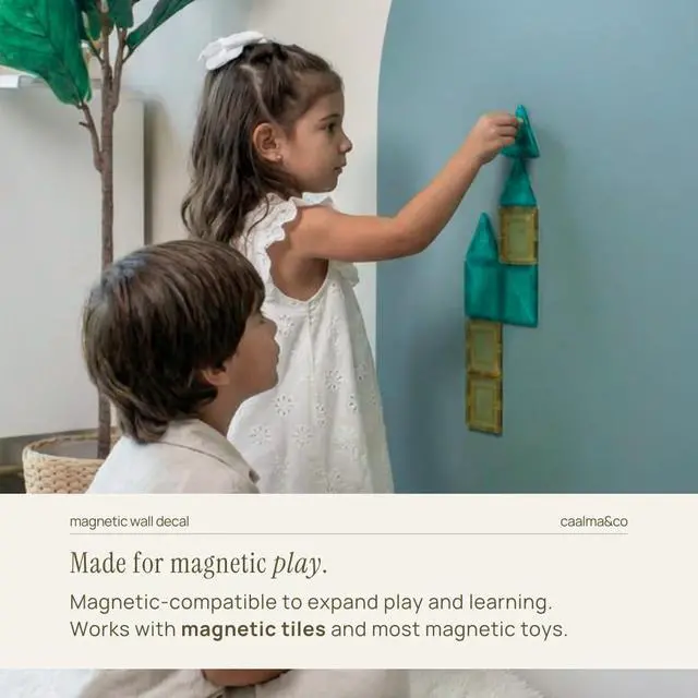 Alt view image 4 of 7 - CAALMA Magnetic Wall Decal 40 x 32 - Magnetic Chalkboard for Wall - Strong Adhesive with Aesthetic Magnetic Letter, Chalk and Cloth (Green)