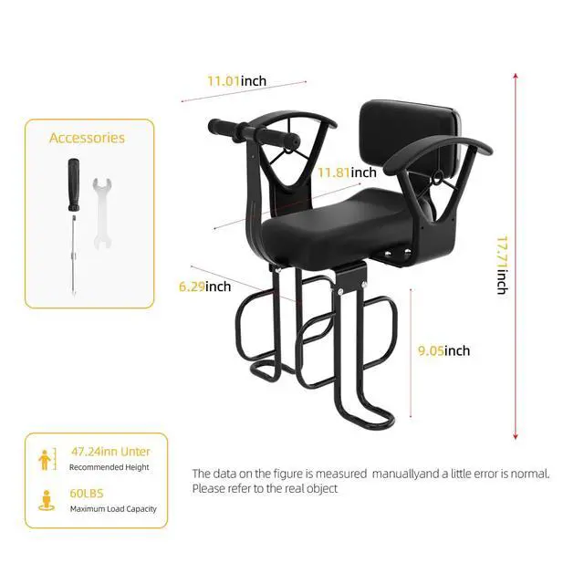 Alt view image 5 of 7 - Rear Child Bike Seat,Rear Mounted Child Bike Seats,Back Mount Child Seat with Back Rest Armrest Foot Pedals,Width Adjustable Bicycle Rear Seat,Fits All Bicycle Rear Frames