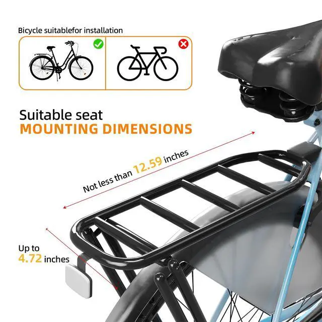 Alt view image 6 of 7 - Rear Child Bike Seat,Rear Mounted Child Bike Seats,Back Mount Child Seat with Back Rest Armrest Foot Pedals,Width Adjustable Bicycle Rear Seat,Fits All Bicycle Rear Frames