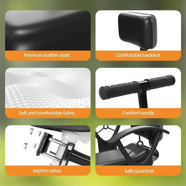 Alt view image 2 of 7 - Rear Child Bike Seat,Rear Mounted Child Bike Seats,Back Mount Child Seat with Back Rest Armrest Foot Pedals,Width Adjustable Bicycle Rear Seat,Fits All Bicycle Rear Frames