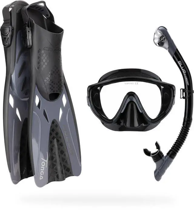 Main image of Snorkeling Set- Short Adjustable Fins, Silicone Mask, and Dry Snorkel- Compact for Travel- Adventure Set- Designed in Italy