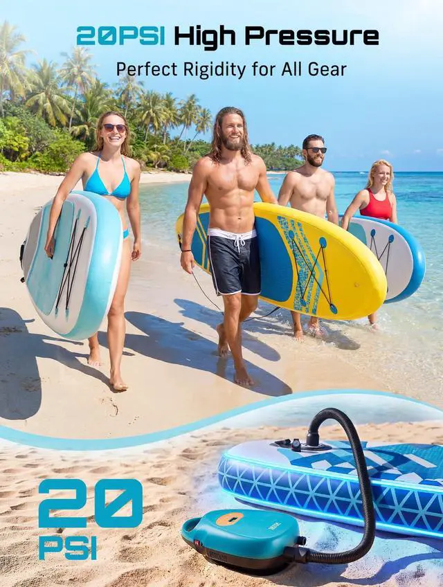 Alt view image 3 of 7 - Cordless Paddle Board Pump Electric, Rechargeable 20PSI SUP Pump, Intelligent Dual Stage Fast Inflation & Deflation, Portable High Pressure Auto-Off Air Pump for Paddleboard, Boat, Kayak
