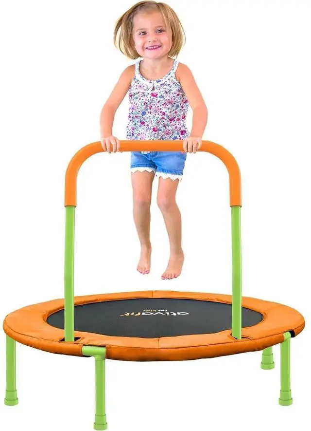 Main image of 36-Inch Toddler Trampoline with Foam Handle, Foldable Indoor Outdoor Mini Rebounder for Kids Ages 26