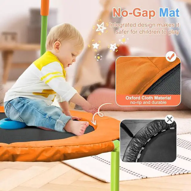 Alt view image 3 of 7 - 36-Inch Toddler Trampoline with Foam Handle, Foldable Indoor Outdoor Mini Rebounder for Kids Ages 26