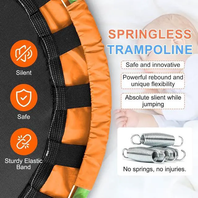 Alt view image 4 of 7 - 36-Inch Toddler Trampoline with Foam Handle, Foldable Indoor Outdoor Mini Rebounder for Kids Ages 26