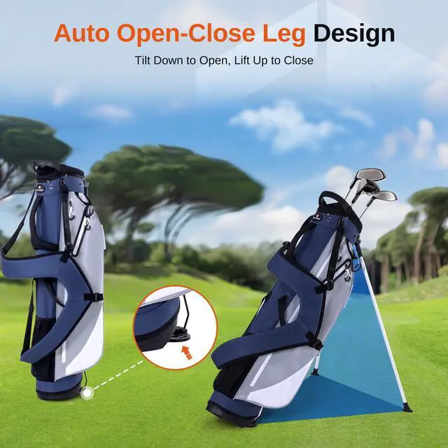 Alt view image 6 of 7 - Lightweight Golf Stand Bag, 4-Way Full-Length Dividers, Holds Up to 10 Clubs, 3.7 lbs Golf Bag with Dual Straps & Stand for Driving Range, Par 3, and Standard Courses