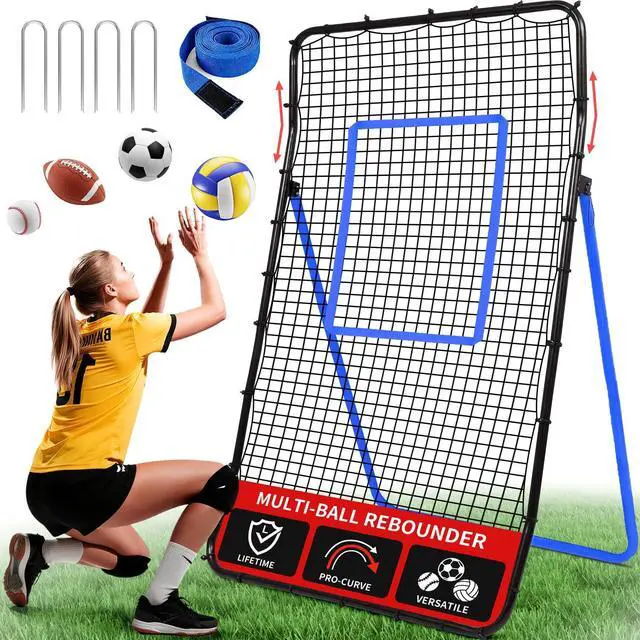 Main image of Volleyball Rebounder Net 7x4 Ft, Bounce Back Training Equipment with Unique Curved Frame for Better Catching, 5 Adjustable Angles for Volleying & Spiking, Easy Set Up & Sturdy Base