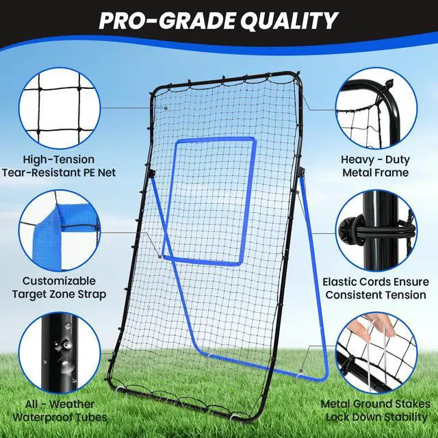 Alt view image 3 of 7 - Volleyball Rebounder Net 7x4 Ft, Bounce Back Training Equipment with Unique Curved Frame for Better Catching, 5 Adjustable Angles for Volleying & Spiking, Easy Set Up & Sturdy Base
