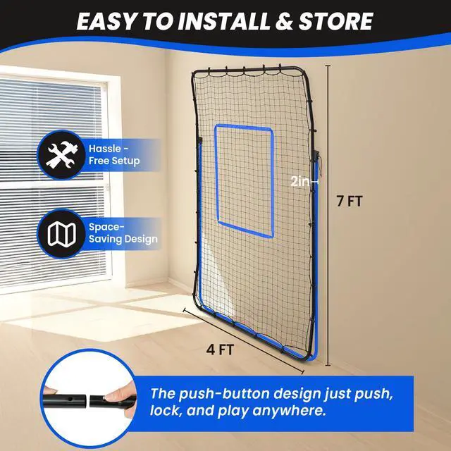 Alt view image 4 of 7 - Volleyball Rebounder Net 7x4 Ft, Bounce Back Training Equipment with Unique Curved Frame for Better Catching, 5 Adjustable Angles for Volleying & Spiking, Easy Set Up & Sturdy Base