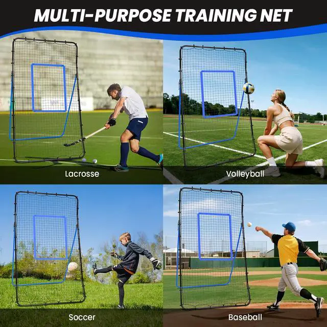 Alt view image 7 of 7 - Volleyball Rebounder Net 7x4 Ft, Bounce Back Training Equipment with Unique Curved Frame for Better Catching, 5 Adjustable Angles for Volleying & Spiking, Easy Set Up & Sturdy Base