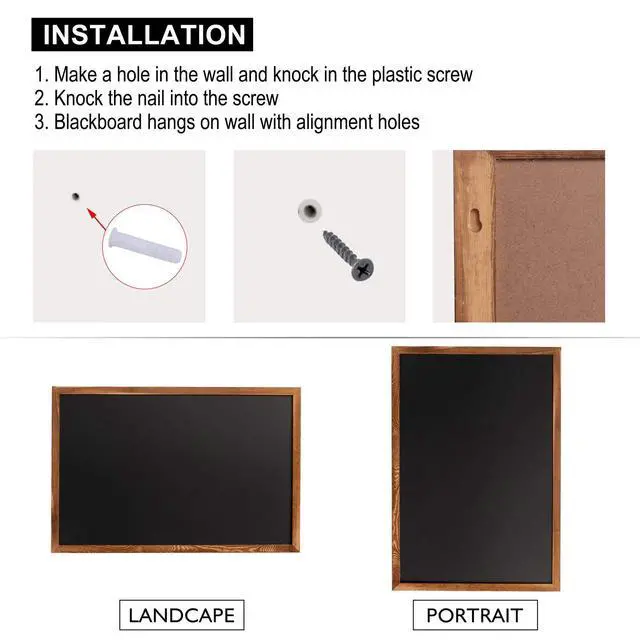 Alt view image 6 of 7 - Rustic Wood Framed Magnetic Chalkboard 24 x 36, Large Hanging Chalk Board Sign for Kids, Non-Porous Wall Blackboard for Wedding Kitchen Restaurant Menu and Home with 4 Unique Magnets, Brown