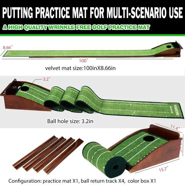 Alt view image 2 of 6 - Putting Green Indoor Mat Outdoor Golf Putting Mat with Automatic Ball Return - Ideal for Home, Office, and Outdoor Use