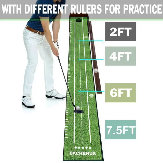 Alt view image 3 of 6 - Putting Green Indoor Mat Outdoor Golf Putting Mat with Automatic Ball Return - Ideal for Home, Office, and Outdoor Use