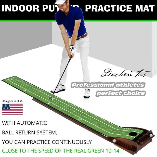 Alt view image 4 of 6 - Putting Green Indoor Mat Outdoor Golf Putting Mat with Automatic Ball Return - Ideal for Home, Office, and Outdoor Use