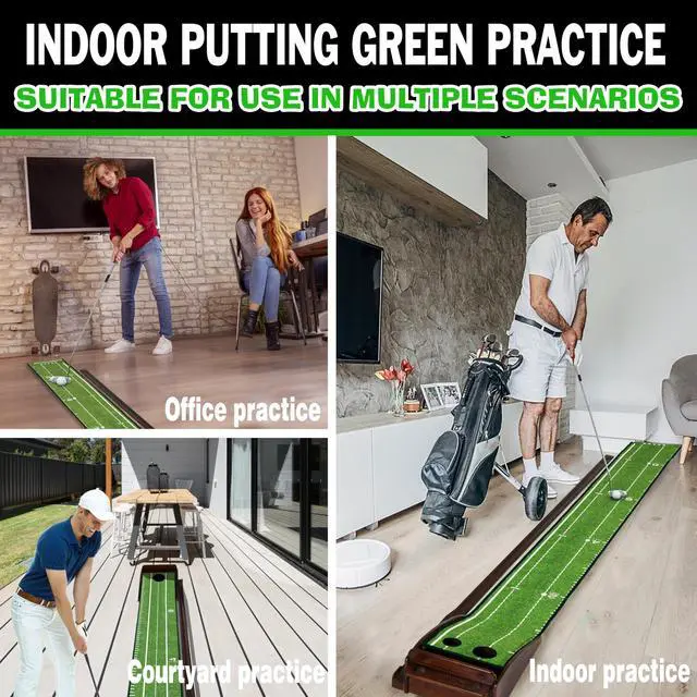 Alt view image 6 of 6 - Putting Green Indoor Mat Outdoor Golf Putting Mat with Automatic Ball Return - Ideal for Home, Office, and Outdoor Use