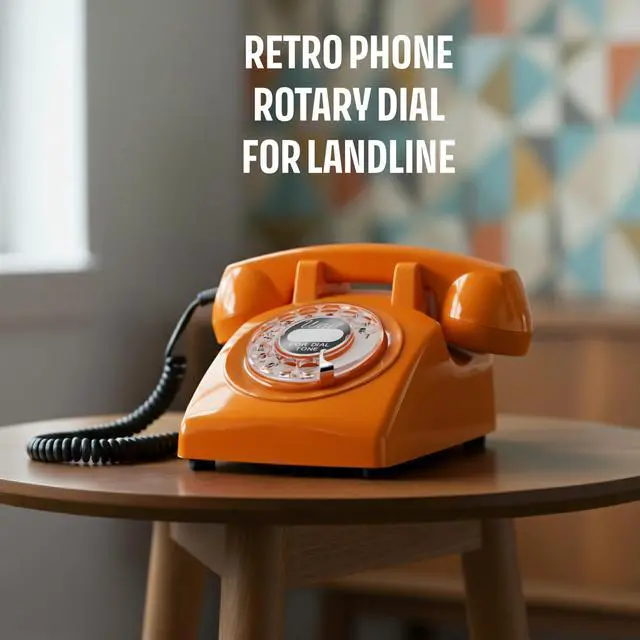 Alt view image 2 of 7 - 60s Cable - Retro Rotary Landline Phone - Vintage 1960s Antique Style Desk Telephone with Real Metal Bell - Orange