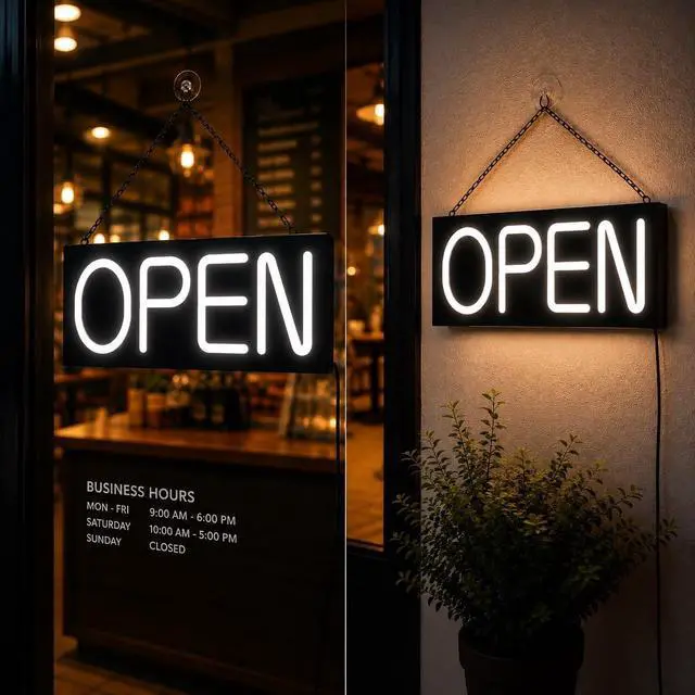 Alt view image 7 of 7 - Large Outdoor Waterproof Open Sign LED, LED Open Signs for Business, Ultra Bright Outdoor Open Sign with Waterproof Power Adapter 19.7x8