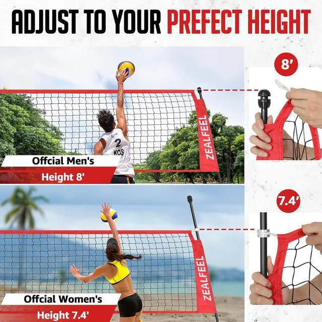 Alt view image 4 of 7 - Volleyball Net, 12ft/20ft Volleyball Training Net for Backyard Height Adjustable, Portable Freestanding Practice Net for Hitting & Serving Drills, Pop up Net with Carry Bag for Indoor Outdoor