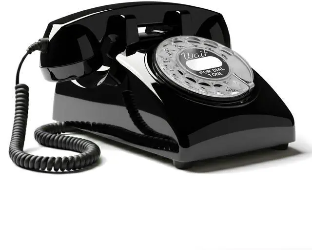 Main image of 60s Cable - Retro Rotary Landline Phone - Vintage 1960s Antique Style Desk Telephone with Real Metal Bell - Black