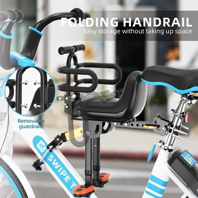 Alt view image 2 of 6 - Child Bike Seat, Kids Bike Seat with Guardrail, High Seat Cushion Backrest Mountain Bike Child Bike Seat, Bicycle Child Safety Seat for Children from 1 to 3 Years Old