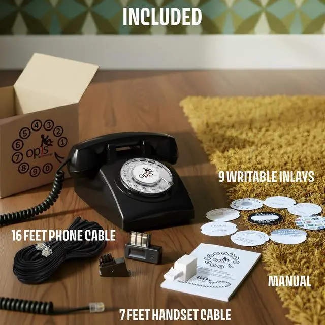 Alt view image 6 of 7 - 60s Cable - Retro Rotary Landline Phone - Vintage 1960s Antique Style Desk Telephone with Real Metal Bell - Black