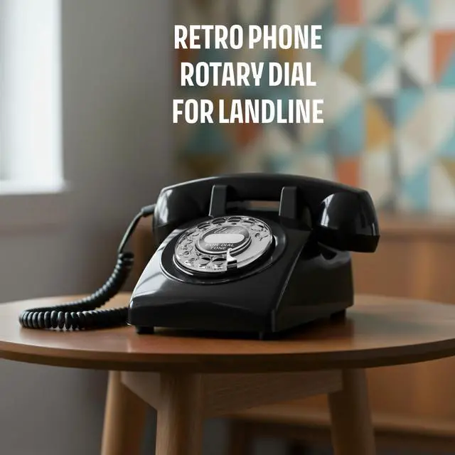 Alt view image 2 of 7 - 60s Cable - Retro Rotary Landline Phone - Vintage 1960s Antique Style Desk Telephone with Real Metal Bell - Black